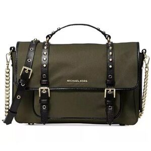 Michael Kors Leila Flap Messenger Olive/Gold Crossbody